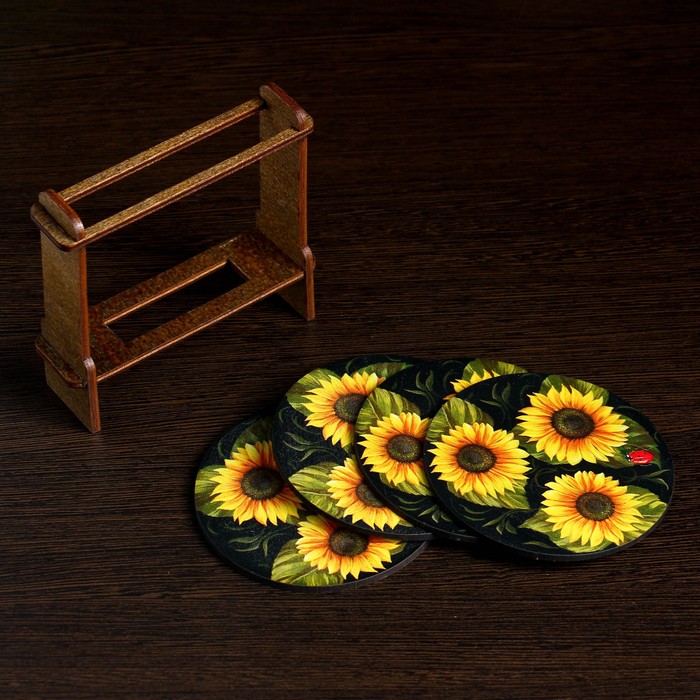 Набор подставок под горячее «Три подсолнуха», 4 шт