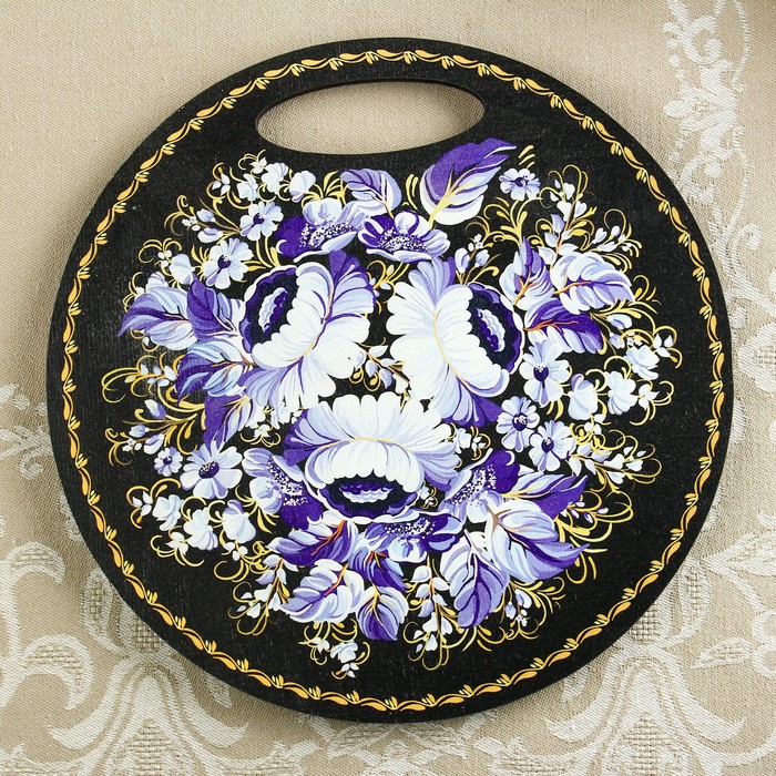 Доска разделочная «Синие цветы», 25 см