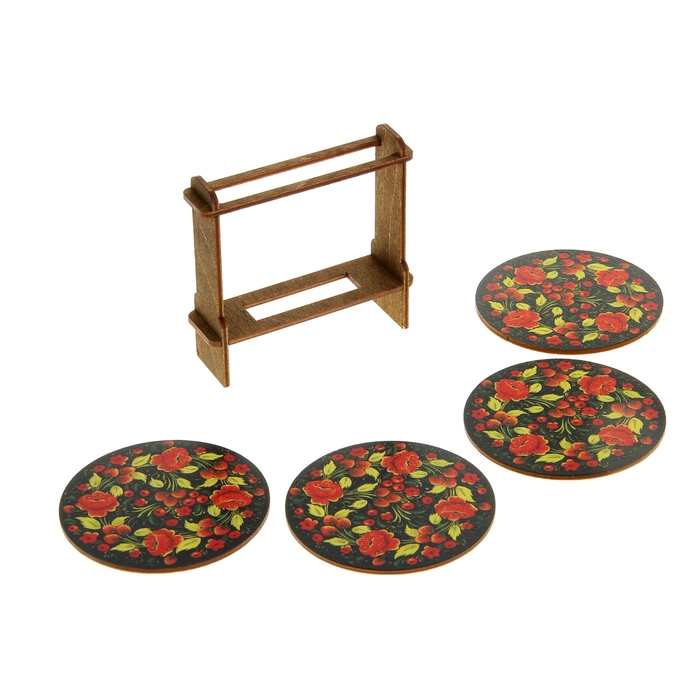 Набор подставок под горячее «Земляника и цветы», 4 шт