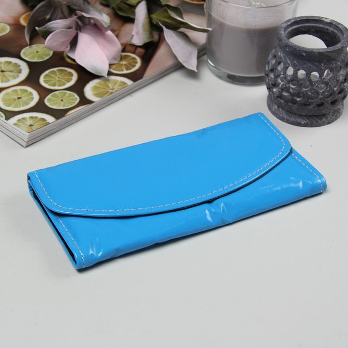Кошелёк женский, 2 отдела на клапане, для монет, цвет голубой