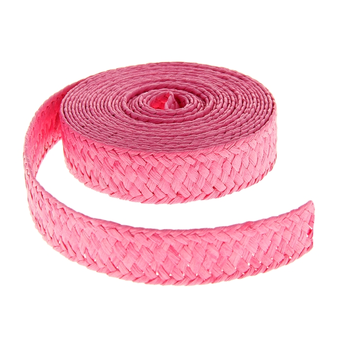 Лента декоративная плетёная, цвет ярко-розовый