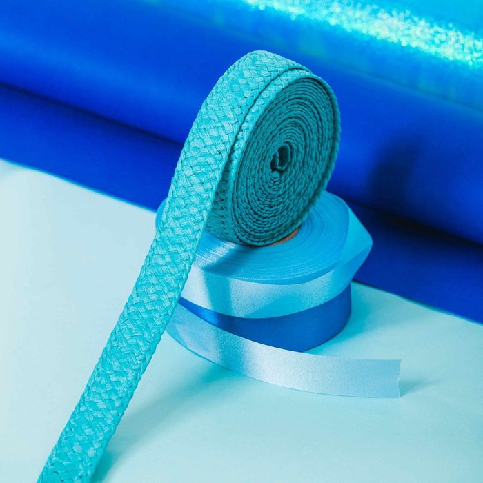 Лента декоративная плетёная, цвет бирюзовый