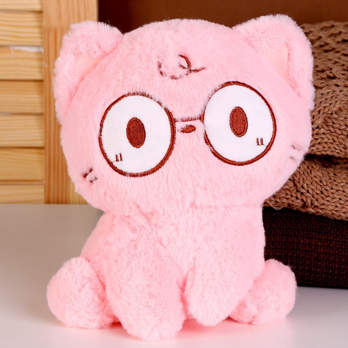 Мягкая игрушка «Кот» в очках, 20 см, цвет розовый силиконовый чехол кот в очках на honor 20 pro