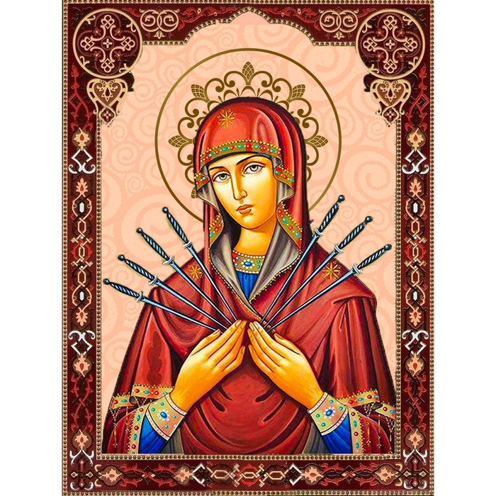 Алмазная мозаика «Семистрельная икона Божией Матери» 30 × 40 см cm 1822икона божией матери семистрельная