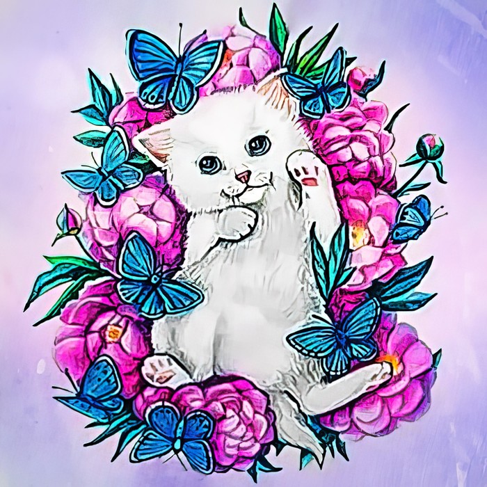 Алмазная мозаика «Котёнок в цветах» 20 × 20 см алмазная мозаика с полным заполнением 20 × 20 см котёнок в цветах