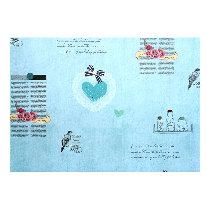 Бумага для творчества "Газетные вырезки с сердцами" А4 плотность 80 гр