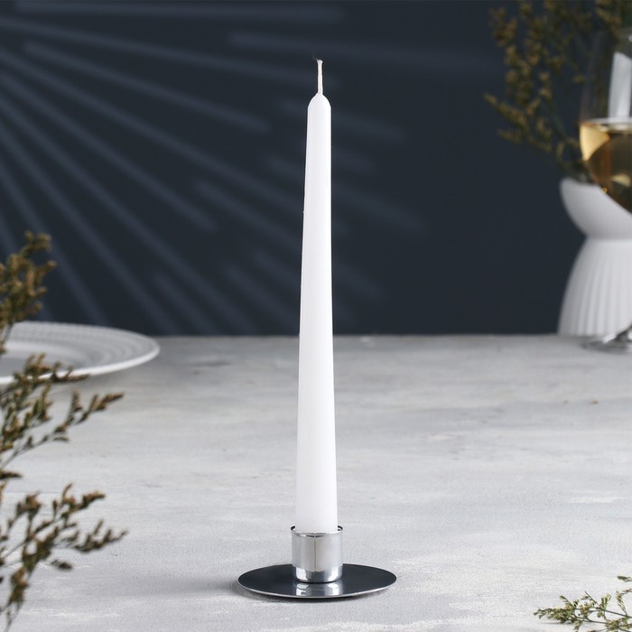 Подсвечник Круг металл на одну свечу, 7х3 см, хром