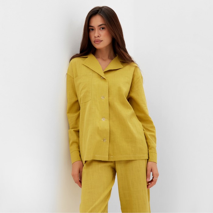фото Комплект женский (рубашка, брюки) kaftan "basic" р. 48-50, охра