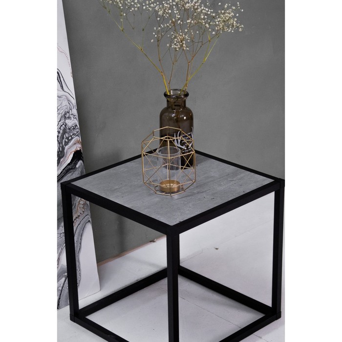 фото Стол тумба 1, 400х400х400, черный муар/метрополитан грей найди