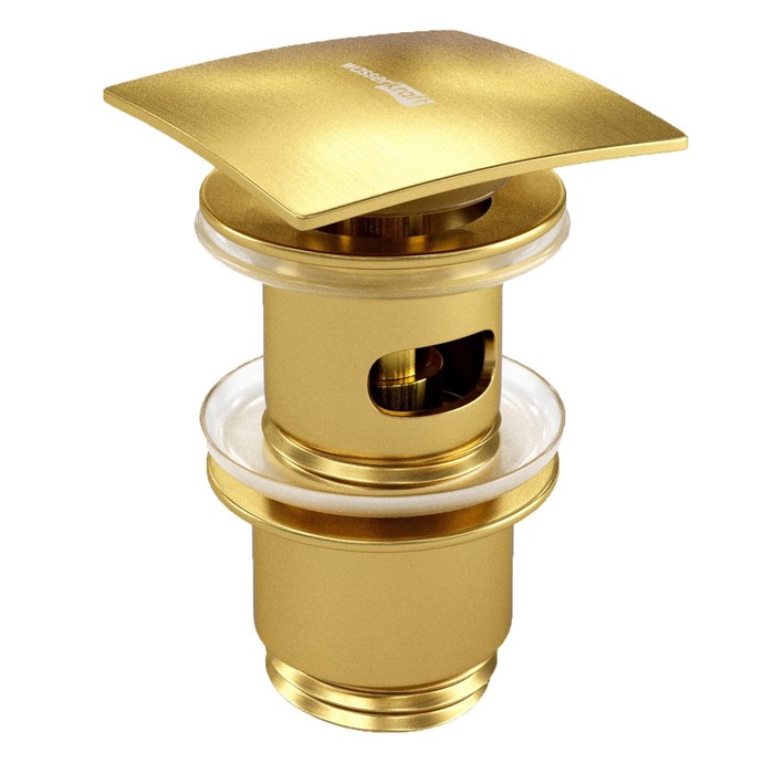 Донный клапан для раковины WasserKRAFT A165, Push-up, перелив, латунь, золото