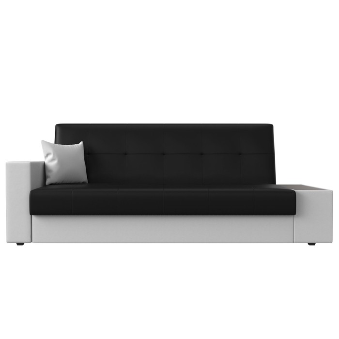 фото Прямой диван «лига 020», механизм книжка, стол справа, экокожа, цвет чёрный / белый