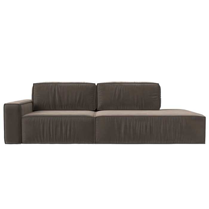 Прямой диван «Прага модерн», еврокнижка, подлокотник слева, велюр, цвет коричневый