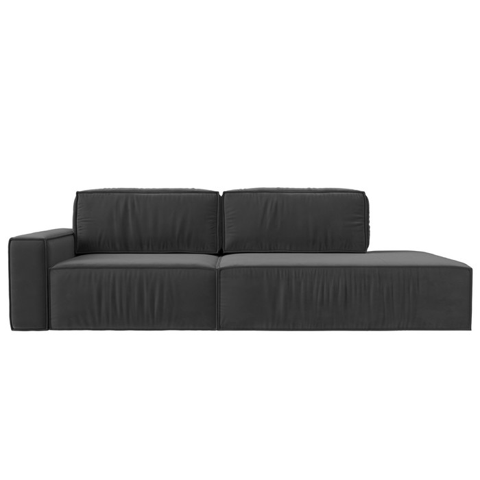 Прямой диван «Прага модерн», механизм еврокнижка, подлокотник слева, велюр, цвет серый