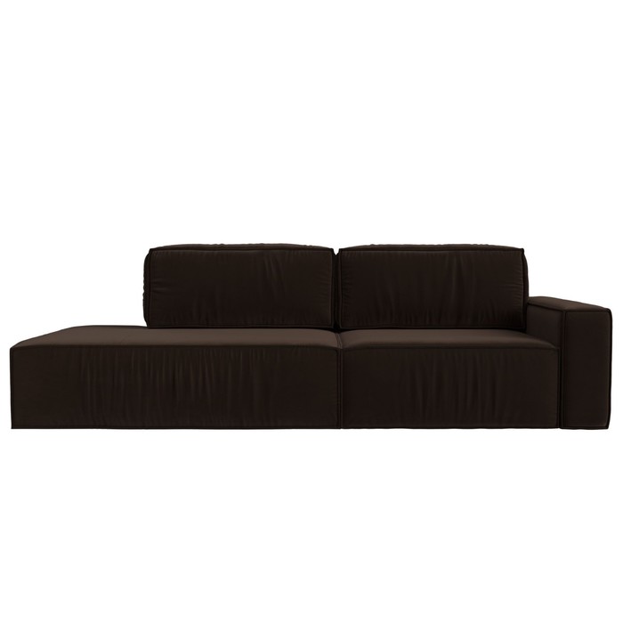 Прямой диван «Прага модерн», еврокнижка, подлокотник справа, микровельвет, коричневый