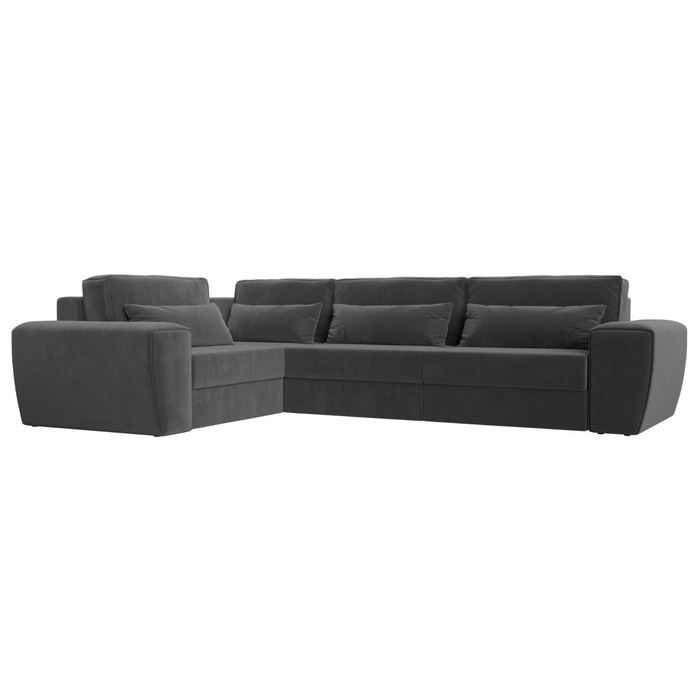 Угловой диван «Лига 008 Long», механизм еврокнижка, левый угол, велюр, цвет серый