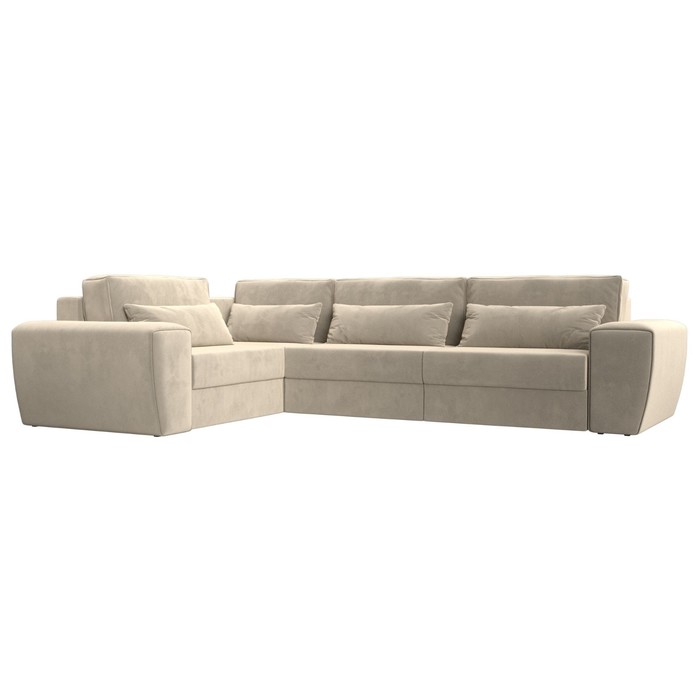 Угловой диван «Лига 008 Long», еврокнижка, левый угол, микровельвет, цвет бежевый