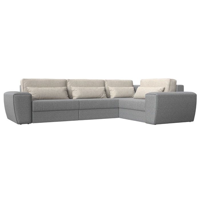Угловой диван «Лига 008 Long», еврокнижка, правый угол, рогожка, цвет серый / бежевый