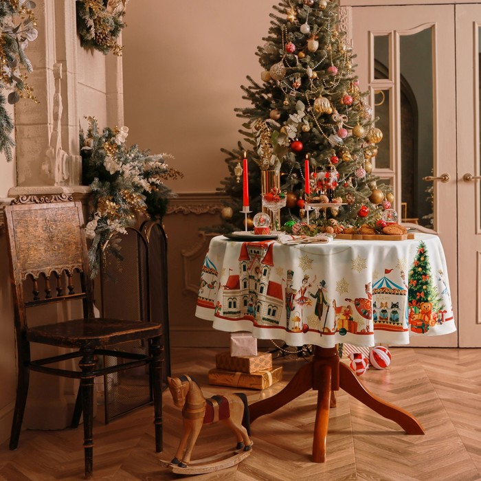фото Скатерть этель «щелкунчик», d=150 см, 100% хл, саржа 190 г/м2