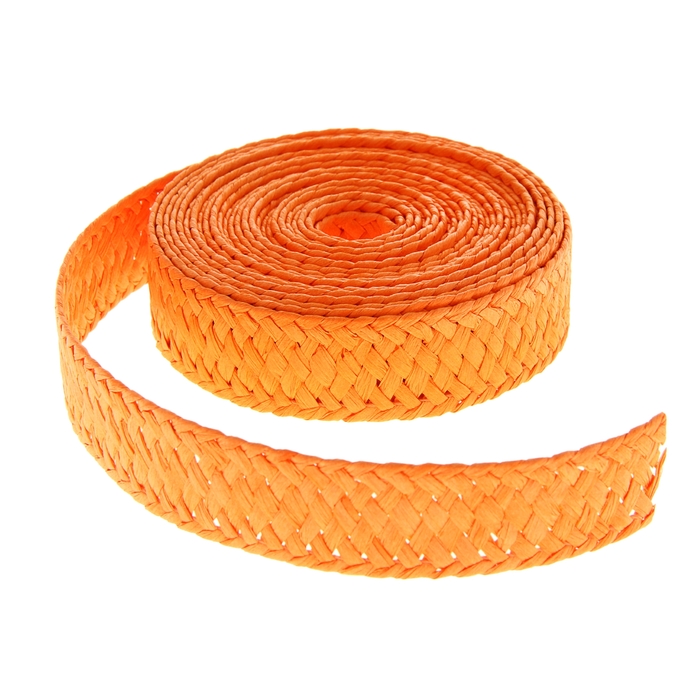Лента декоративная плетёная, цвет оранжевый