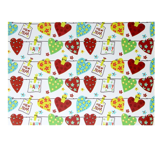 Бумага для творчества "Сердца на верёвочке" А4 плотность 80 гр