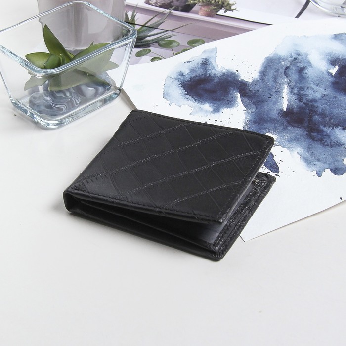 Кошелёк мужской "Марк", 3 отдела, отдел для кредиток, отдел для SIM-карт, цвет чёрный