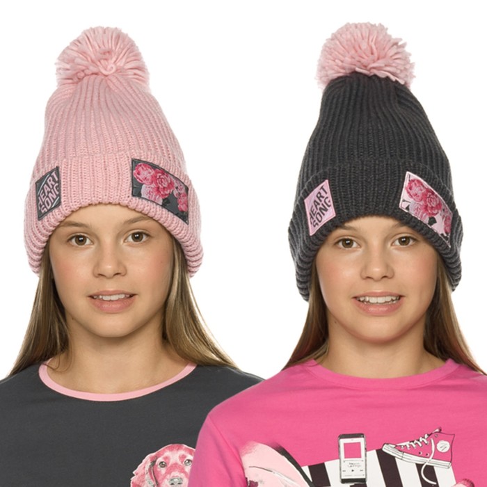 

Шапка для девочек, размер 52-53, цвет серый