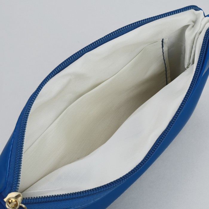 Клатч женский "Элли", 1 отдел с перегородкой, 2 наружных кармана, длинный ремень, хлястик, цвет синий