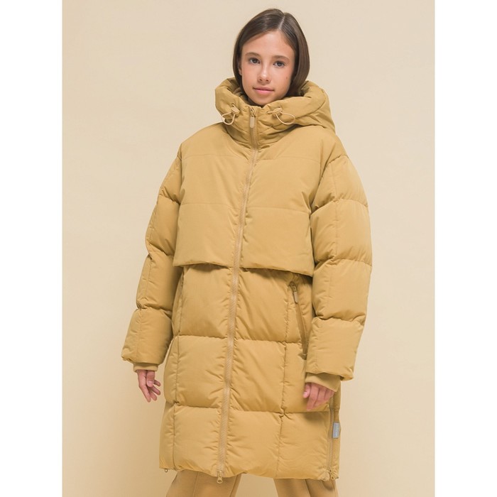 Пальто для девочек, рост 110 см, цвет бежевый