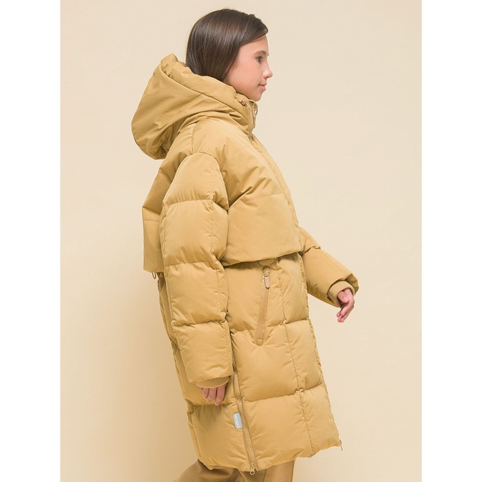 Пальто для девочек, рост 140 см, цвет бежевый