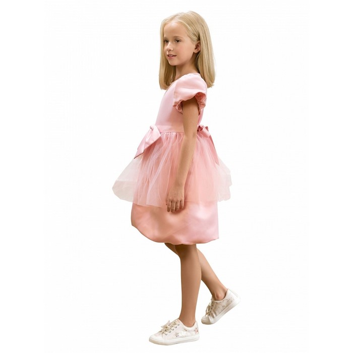 Платье для девочек, рост 128 см, цвет пудровый