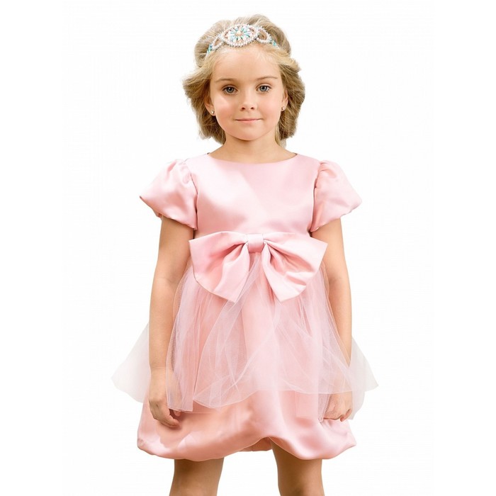 Платье для девочек, рост 98 см, цвет пудровый