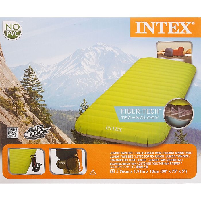 Матрас надувной с ручным насосом, 76х191х13 см 64780 INTEX