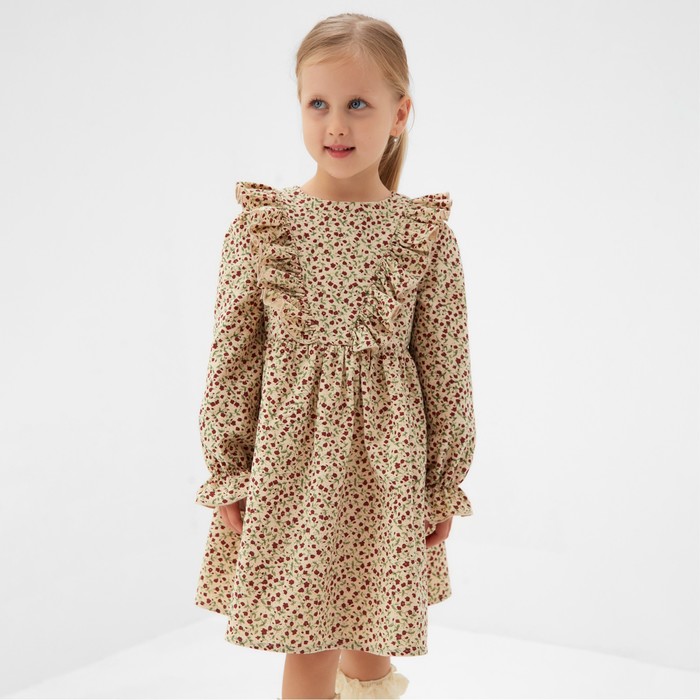 

Платье для девочки MINAKU: Cotton collection цвет бежевый, р-р 98
