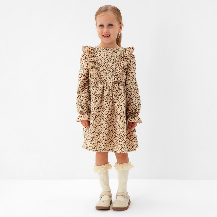 фото Платье для девочки minaku: cotton collection цвет бежевый, р-р 116