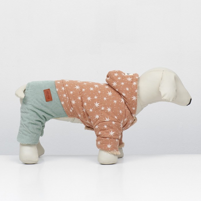 фото Комбинезон "прогулка", размер xs (дс 20, ог 33, ош 23 см, до 3 кг), бежевый/мятный