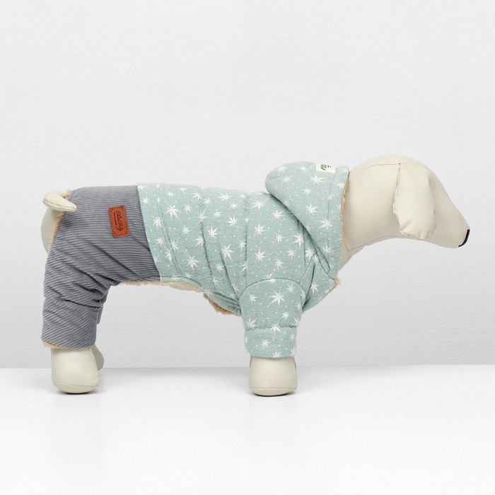 фото Комбинезон "прогулка", размер м (дс 28, ог 43, ош 30 см, до 6 кг), серо-зелёный