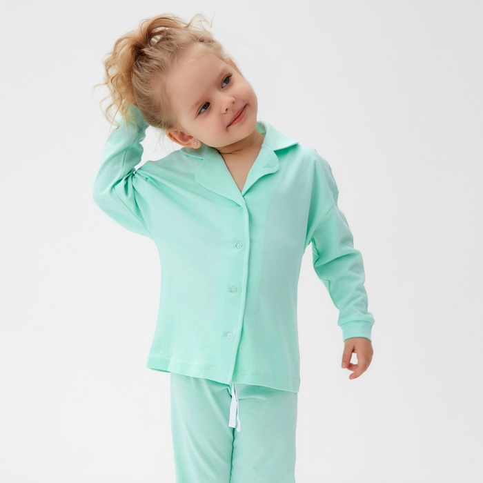 Пижама детская (рубашка и брюки) MINAKU, цвет мятный, рост 98 см