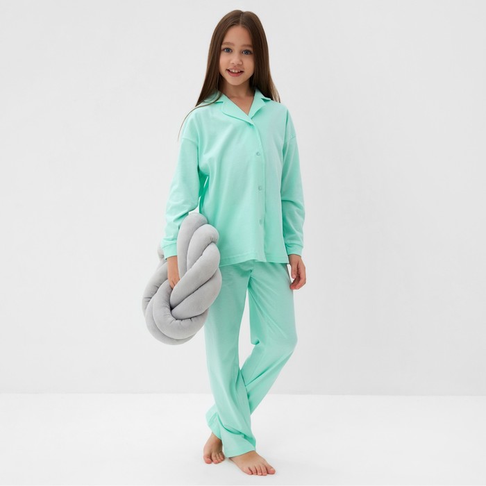 Пижама детская (рубашка и брюки) MINAKU, цвет мятный, рост 140 см