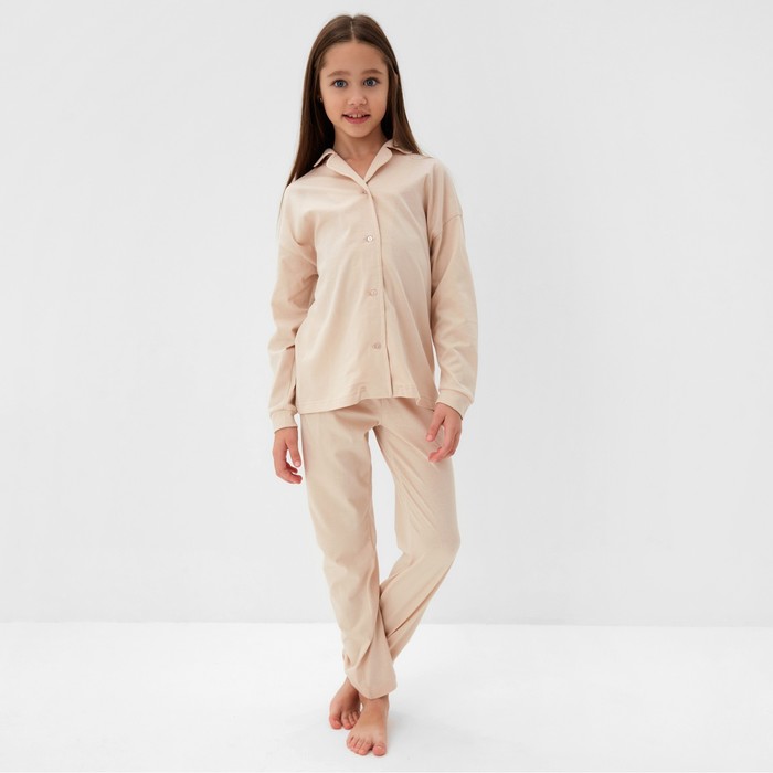 Пижама детская (рубашка и брюки) MINAKU, цвет бежевый, рост 122 см