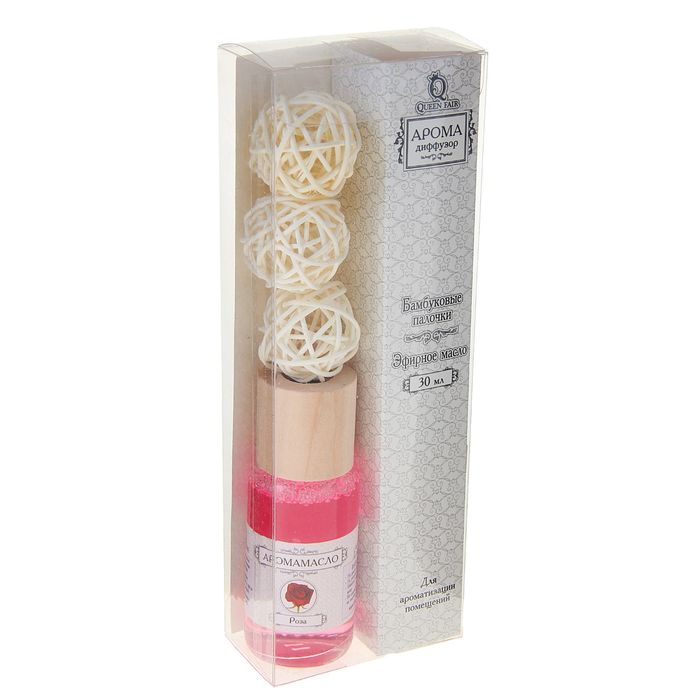 Диффузор ароматический "Queen Fair" 30 мл, палочки 3шт, декор, аромат роза