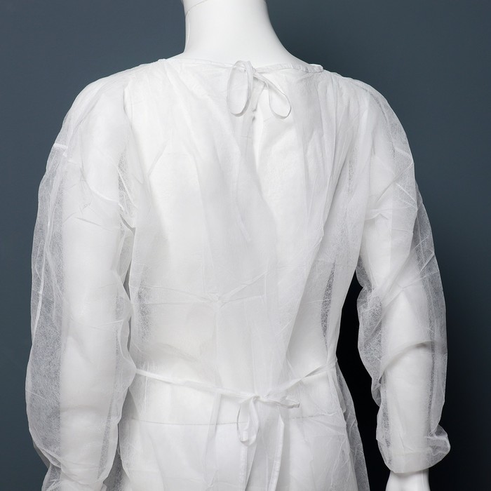 Халат хирургический с рукавами на резинке - 20 г/м2, размер: XXL, 110x140cм, белый