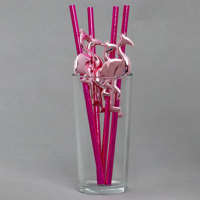 Трубочки для коктейля «Фламинго», в наборе 4 шт. трубочки для коктейля радужные единорожки 4 шт