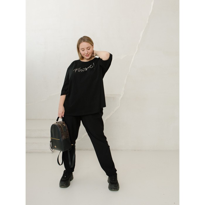 Футболка женская, размер 60-62, цвет чёрный