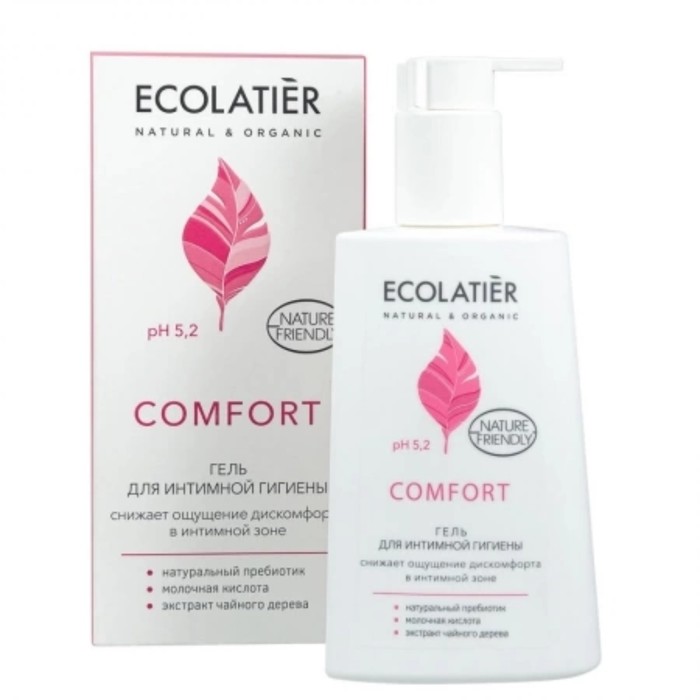 Гель для интимной гигиены Ecolatier Comfort, pH5.2, 250 мл гель для интимной гигиены с органическим экстрактом лотоса ecolatier delicate 250 мл