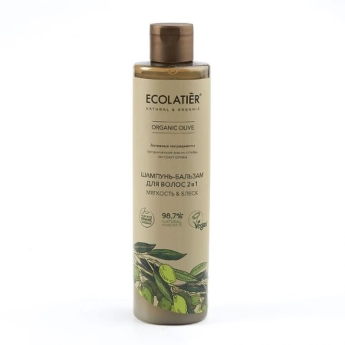 фото Шампунь-бальзам для волос ecolatier organic olive «мягкость & блеск, 2 в 1, 350 мл