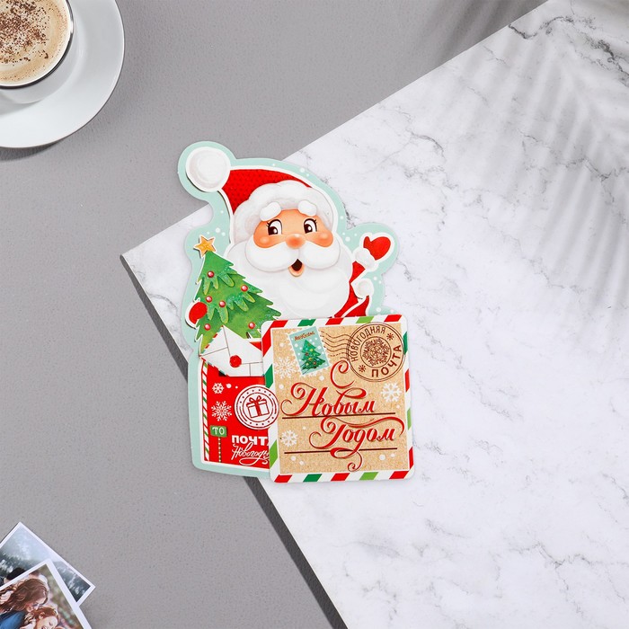 Мини-открытка С Новым Годом! глиттер, Дед Мороз, 19х13,5 см открытка мини с новым годом тройное сложение глиттер снеговик