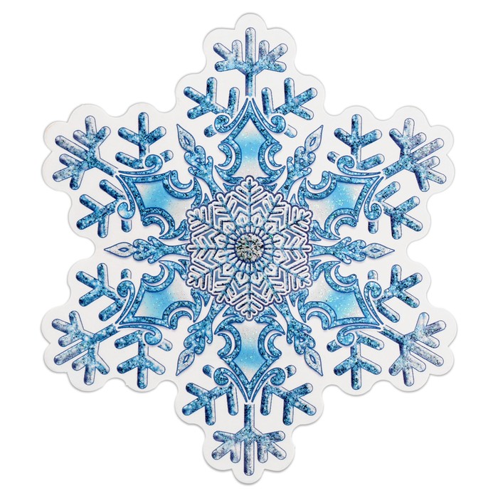 Украшение на скотче Снежинка - 3 глиттер, 10х10 см украшение декоративное снежинка 11 см акрил 3 цвета