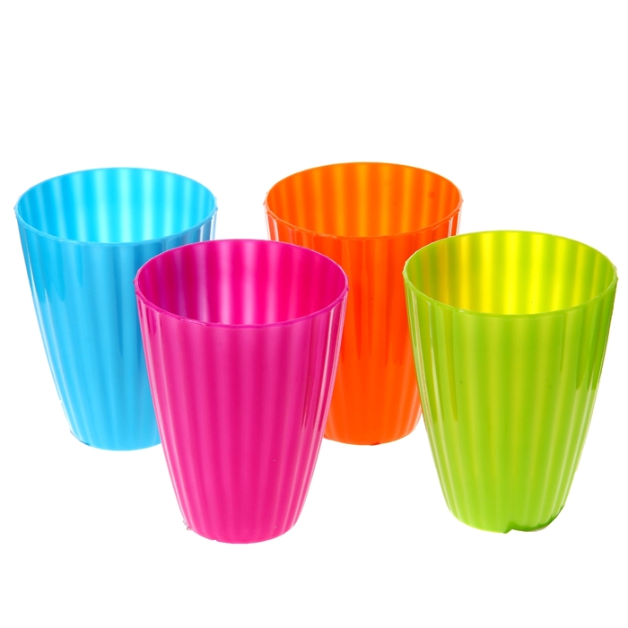 Стакан ребристый 250 мл, цвета МИКС