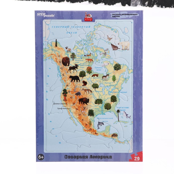 Развивающий пазл «Северная Америка» атласы и карты геомагнит магнитный пазл северная америка 66 элементов