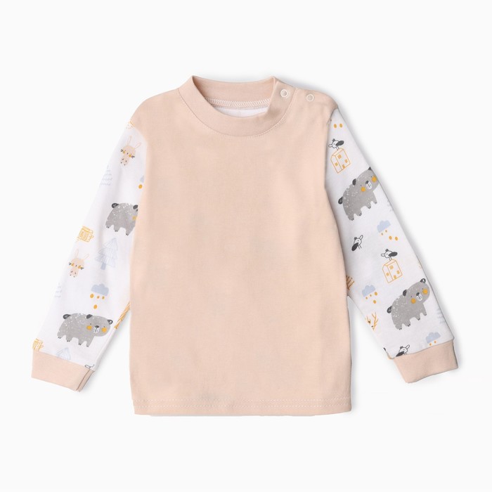 

Лонгслив "Мишка в лесу", цвет песочный, рост 80 см